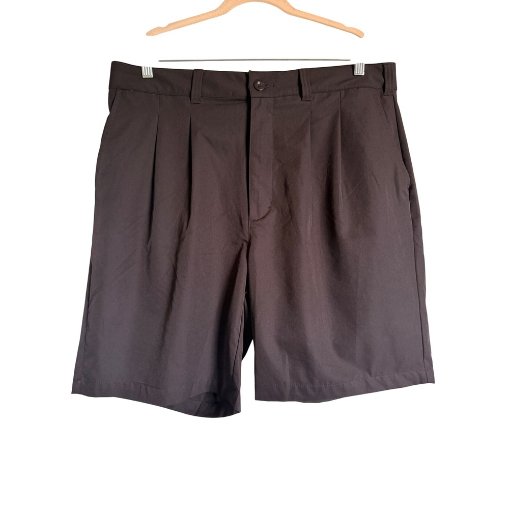 Reebok Mens Pleated Golf Shorts Brown‎ Charcoal Size 40 Performance Activewear
